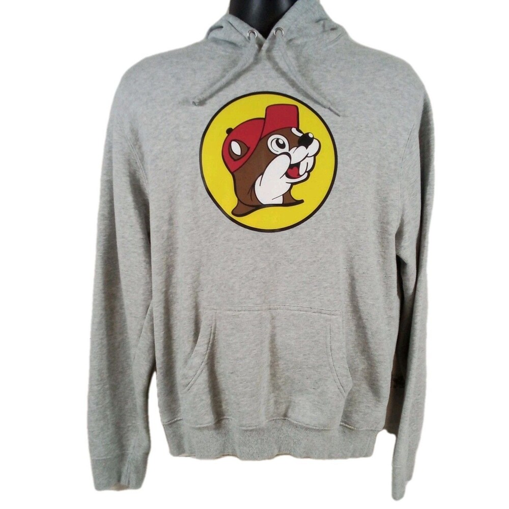 Men's Buc-cee's Hooded  Gray Sweatshirt Size Medium